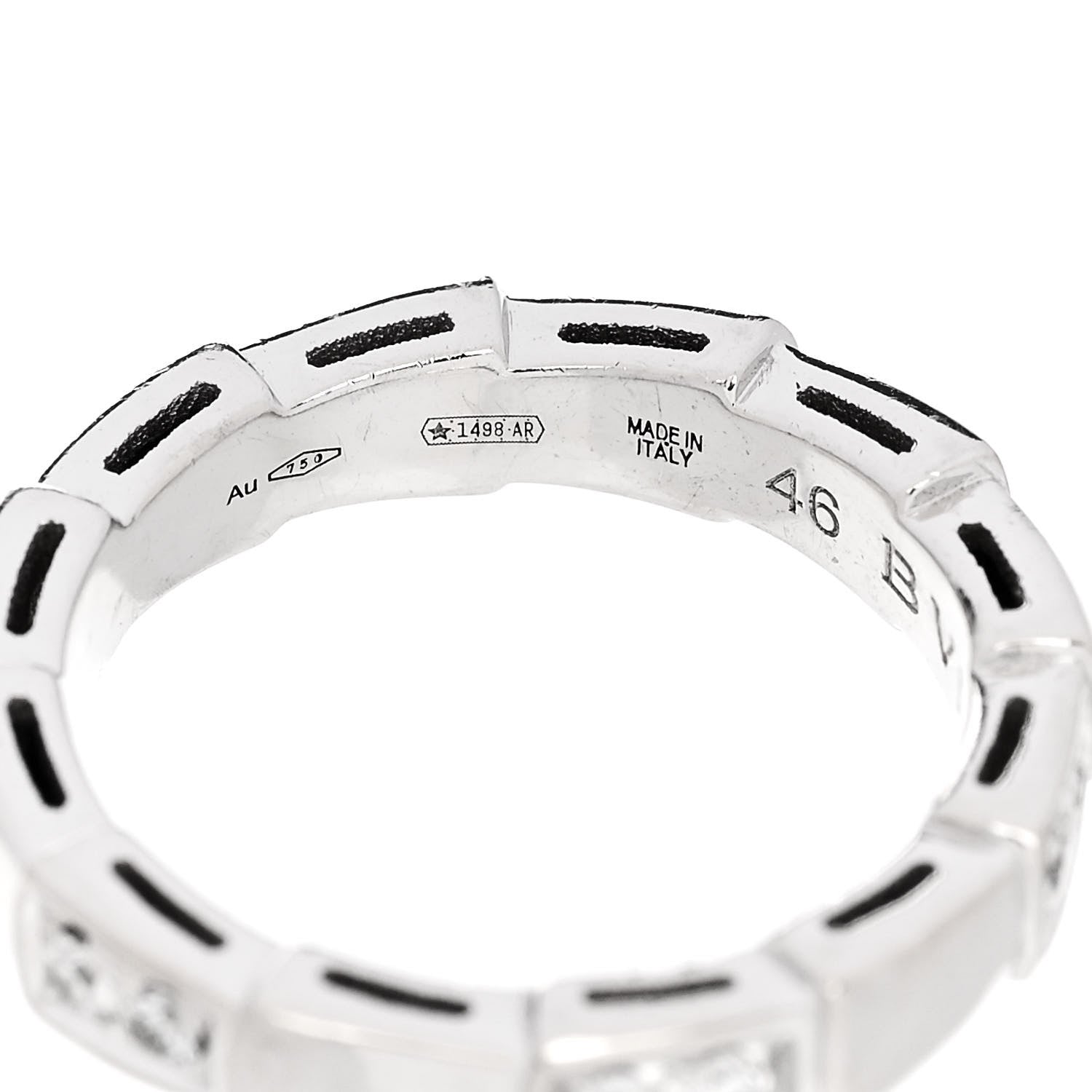 Bulgari 18K White Gold Diamond Serpenti Viper Band Ring 46 3.75 4 of 6