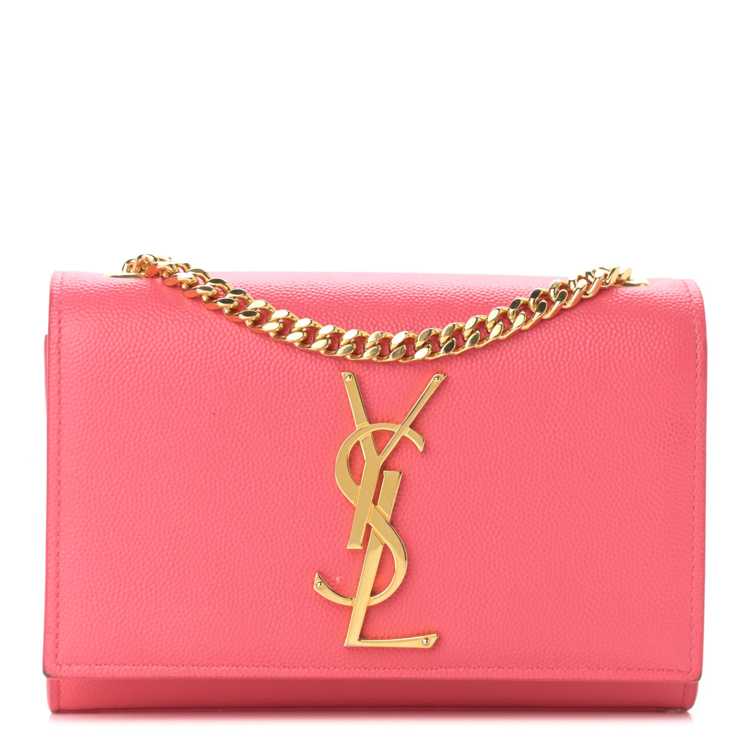 Saint Laurent Grain De Poudre Small Classic Monogram Kate Satchel Lipstick Fuchsia 1 of 15