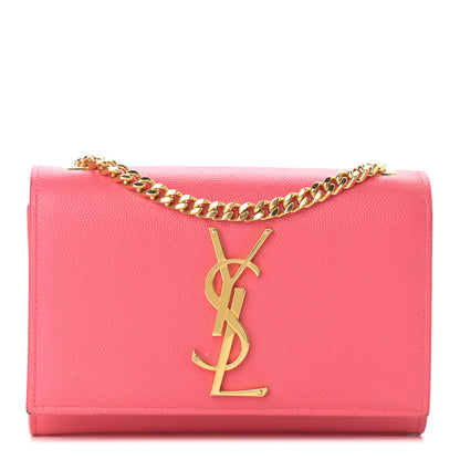 Saint Laurent Grain De Poudre Small Classic Monogram Kate Satchel Lipstick Fuchsia 1 of 15