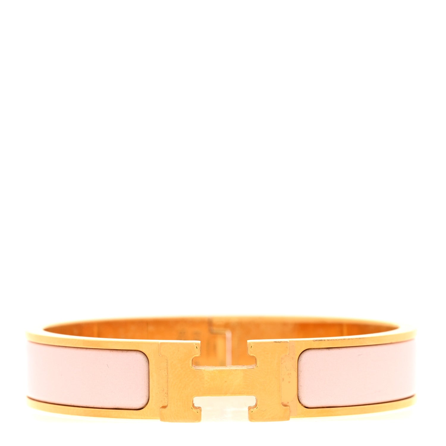Hermes Enamel Narrow Clic Clac H Bracelet PM Rose Dragee 1 of 4