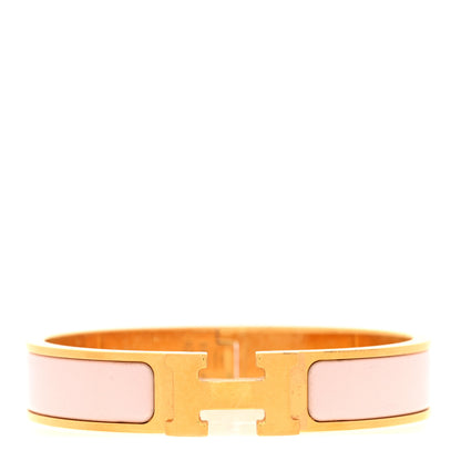 Hermes Enamel Narrow Clic Clac H Bracelet PM Rose Dragee 1 of 4