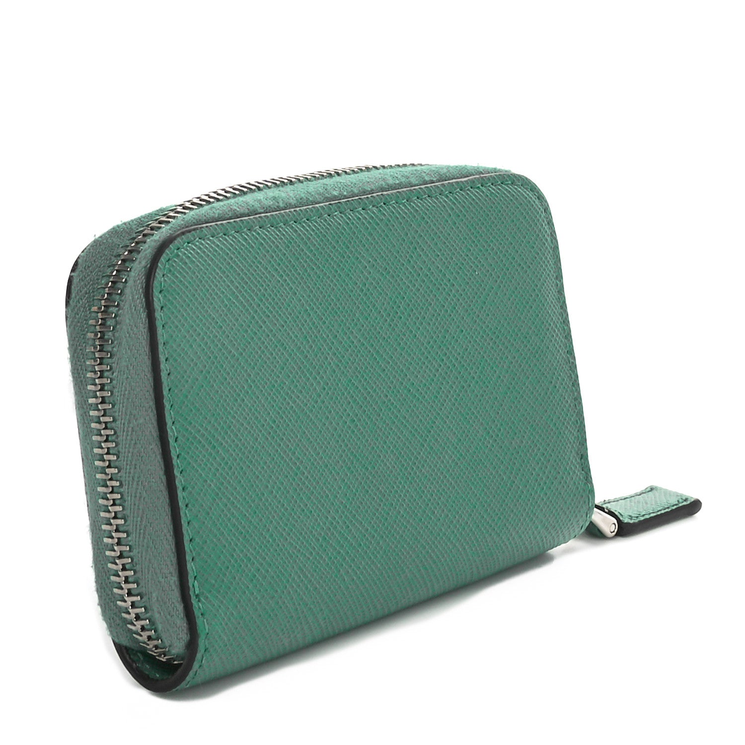 Prada Saffiano Metal Zip Coin Purse Menta 3 of 9