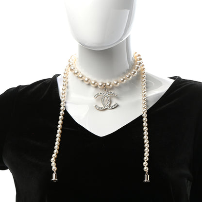 Chanel Pearl Crystal CC Airpods Necklace Gold 2 of 5