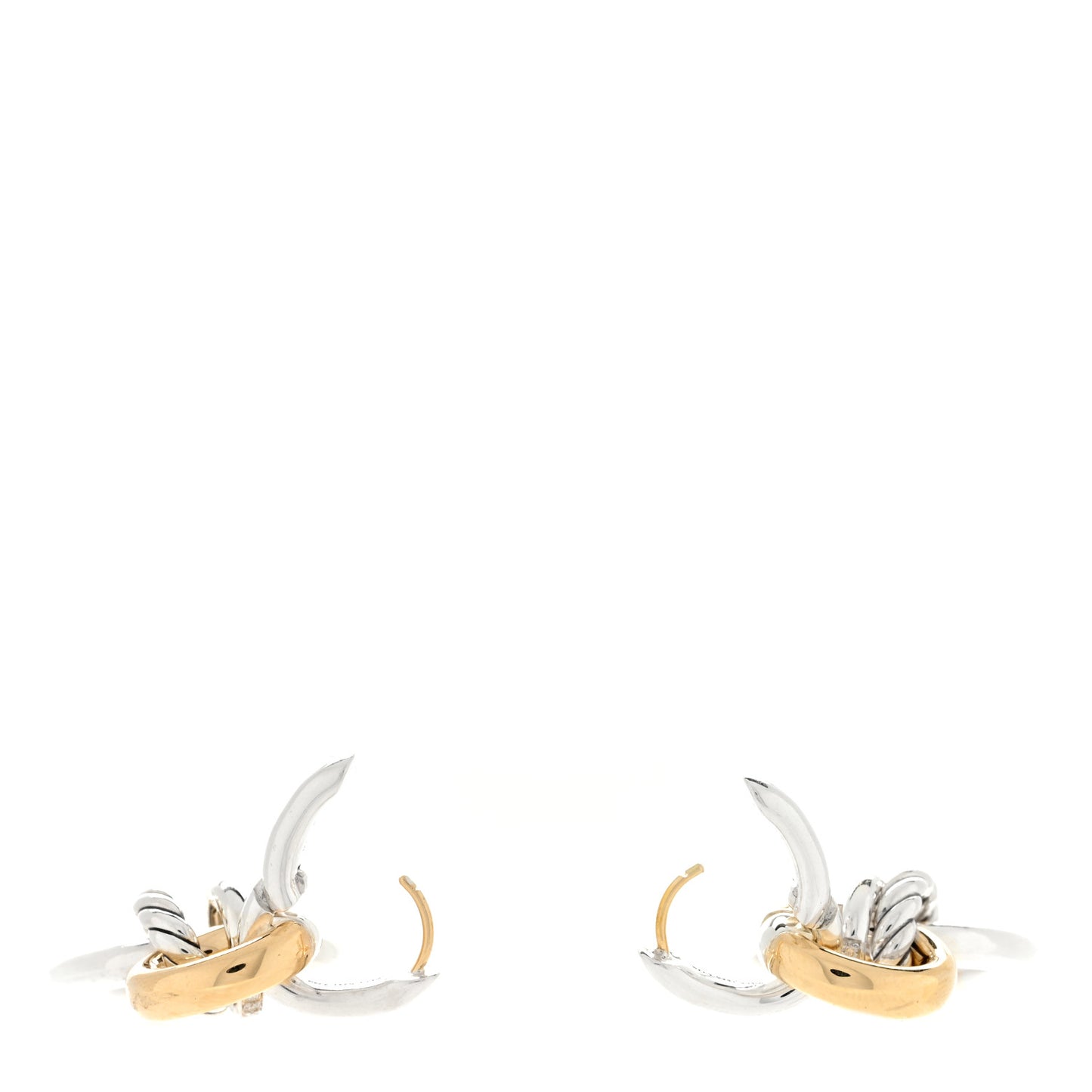 Sterling Silver 18K Yellow Gold Diamond DY Mercer Circular Drop Earrings