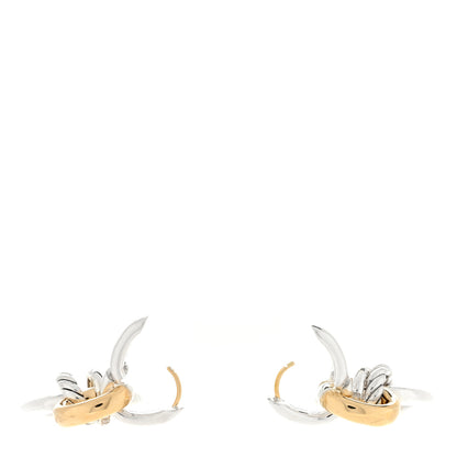 David Yurman Sterling Silver 18K Yellow Gold Diamond DY Mercer Circular Drop Earrings 3 of 3