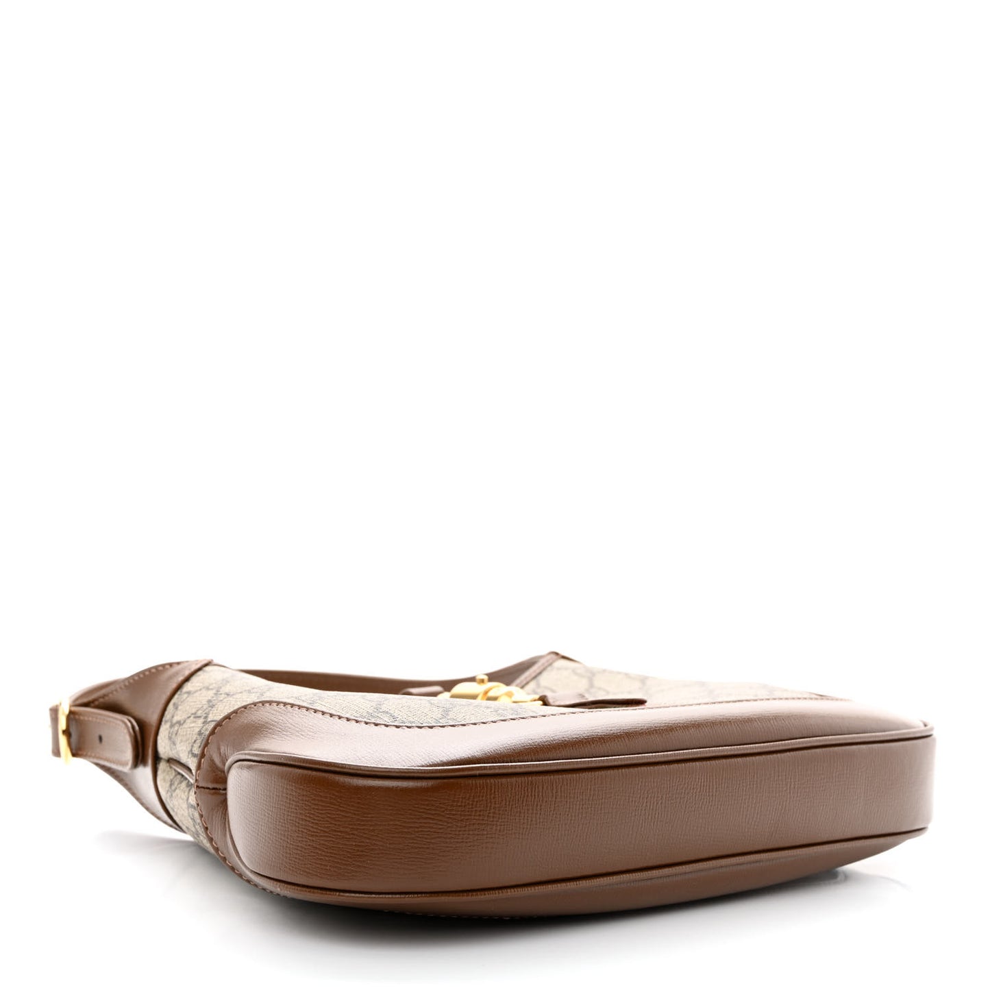 GG Supreme Monogram Azalea Calfskin Web Small Jackie 1961 Hobo Beige Ebony Brown Sugar