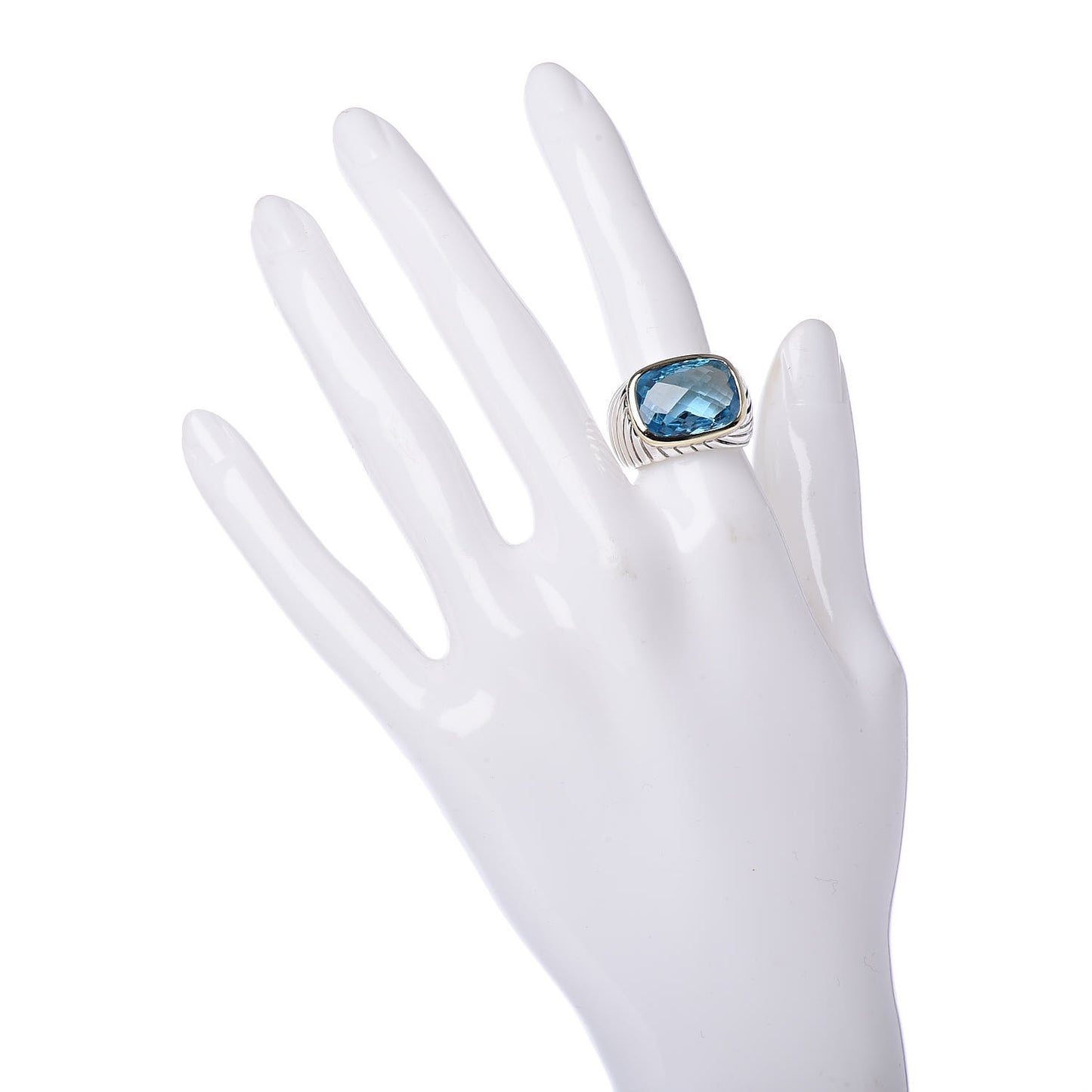 Sterling Silver 18K Yellow Gold Blue Topaz Noblesse Ring