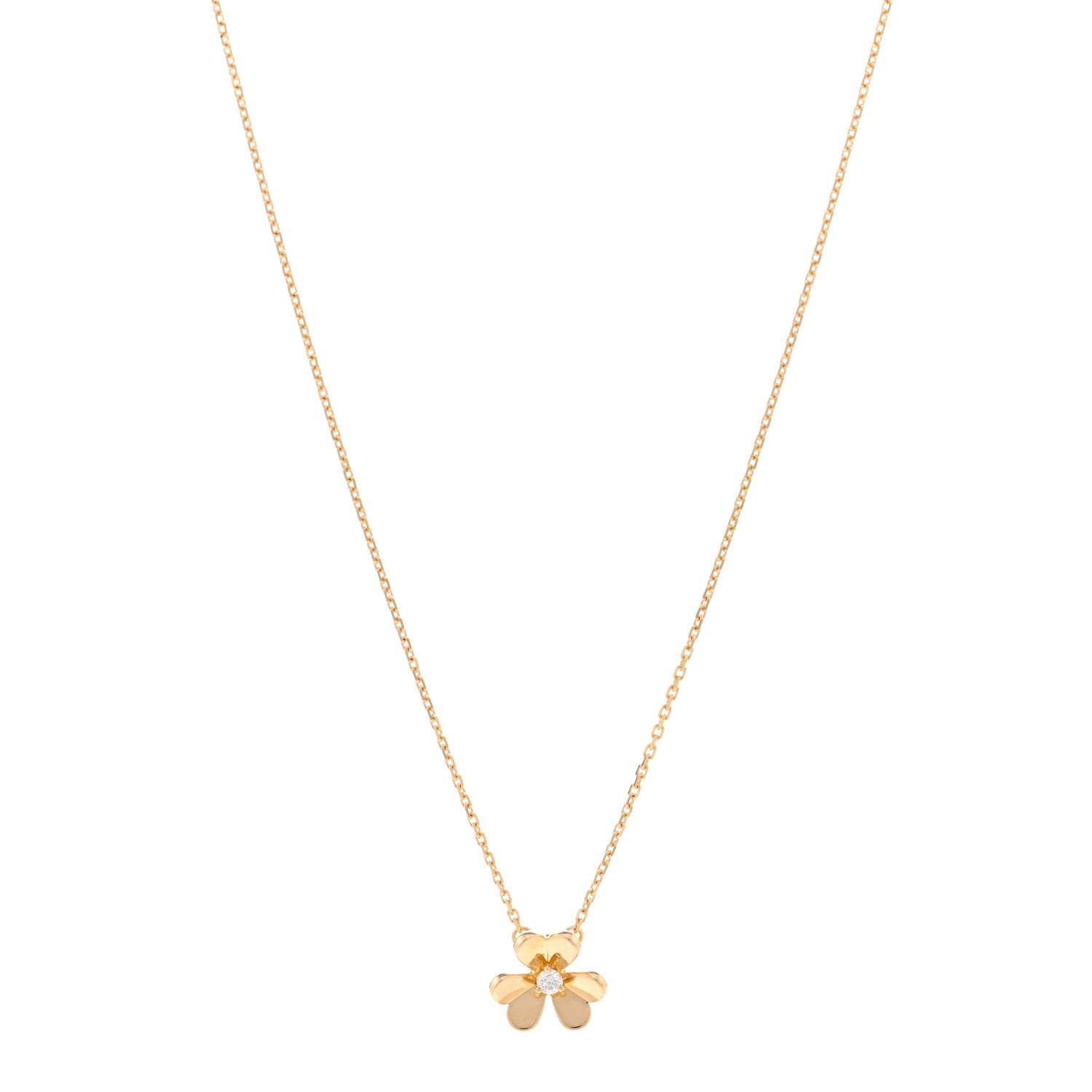 Van Cleef & Arpels 18K Yellow Gold Diamond Mini Frivole Pendant Necklace 1 of 6