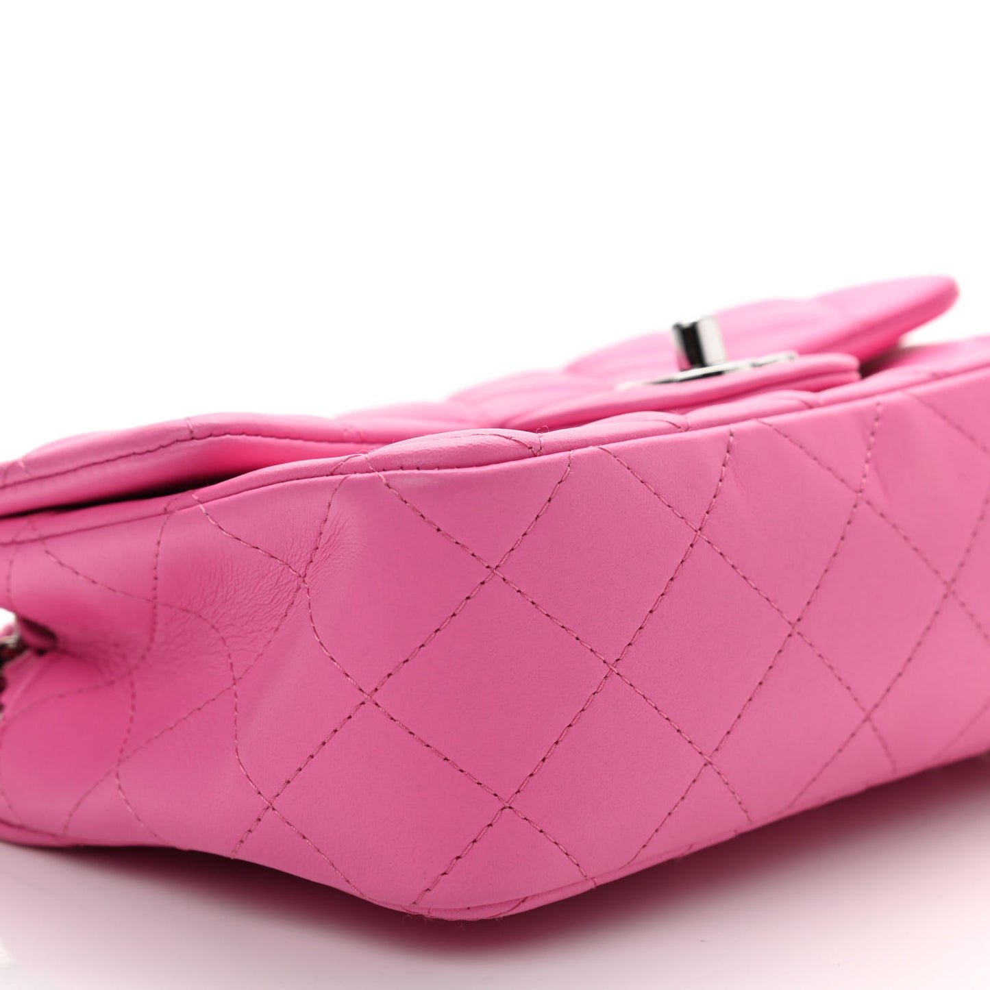 Lambskin Quilted Mini Rectangular Flap Neon Pink