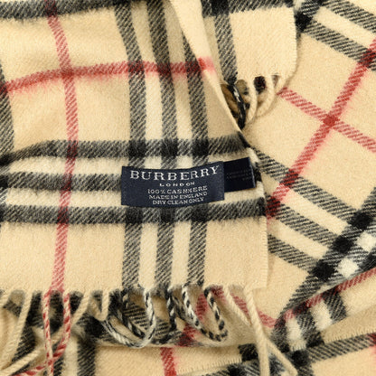 Burberry Cashmere House Check Fringe Scarf Camel 3 of 3