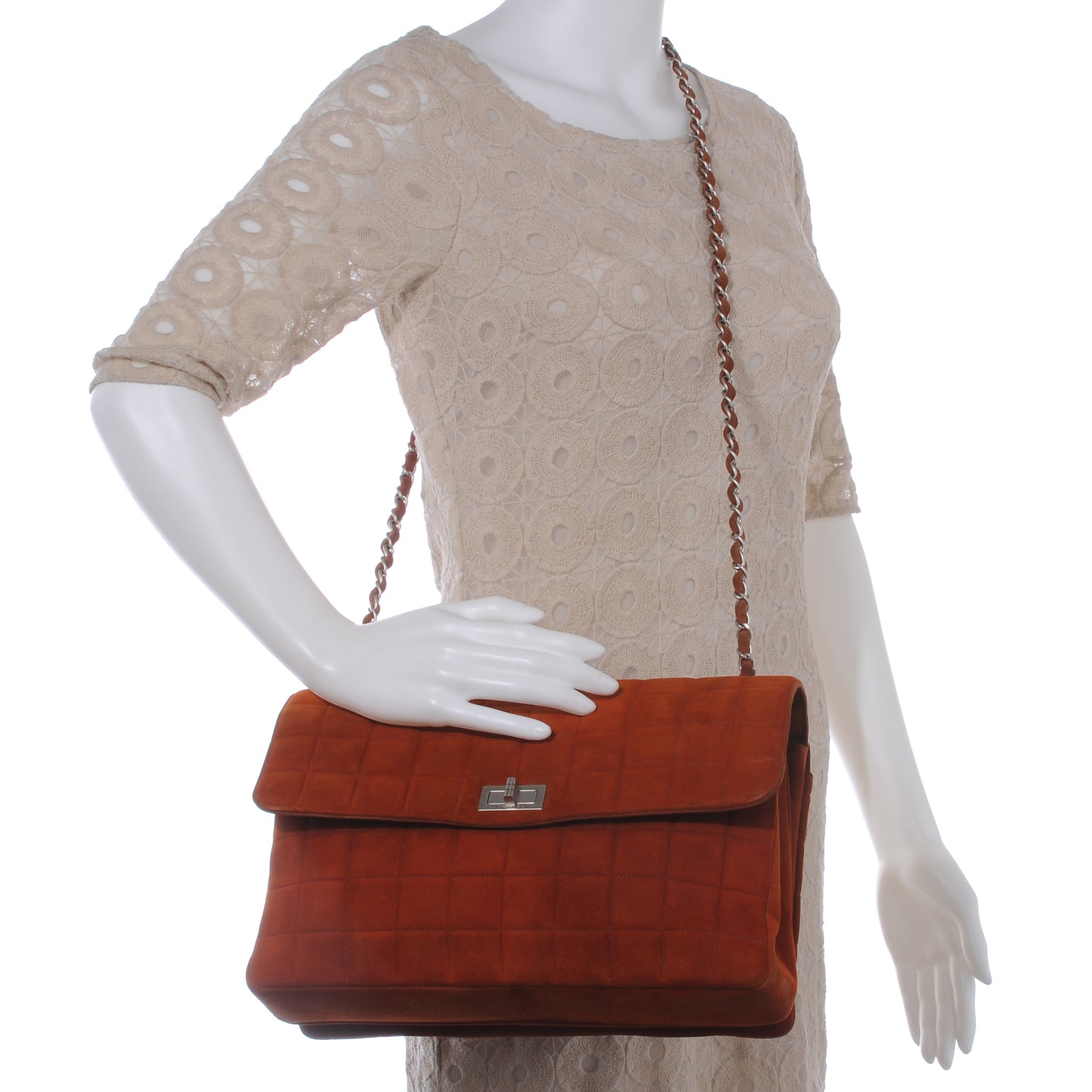 Suede Square Quilted Mademoiselle Flap Orange