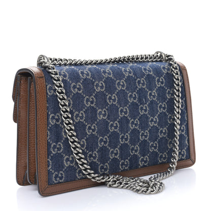Gucci New Denim GG Monogram Dollar Calfskin Enamel Small Dionysus Shoulder Bag Blue Tea Cuir Epilog Electric Blue 3 of 9