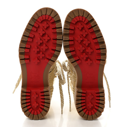 Christian Louboutin Crinkled Calfskin Mad Metallic Lace Up Red Sole Boot 35.5 Gold 5 of 7