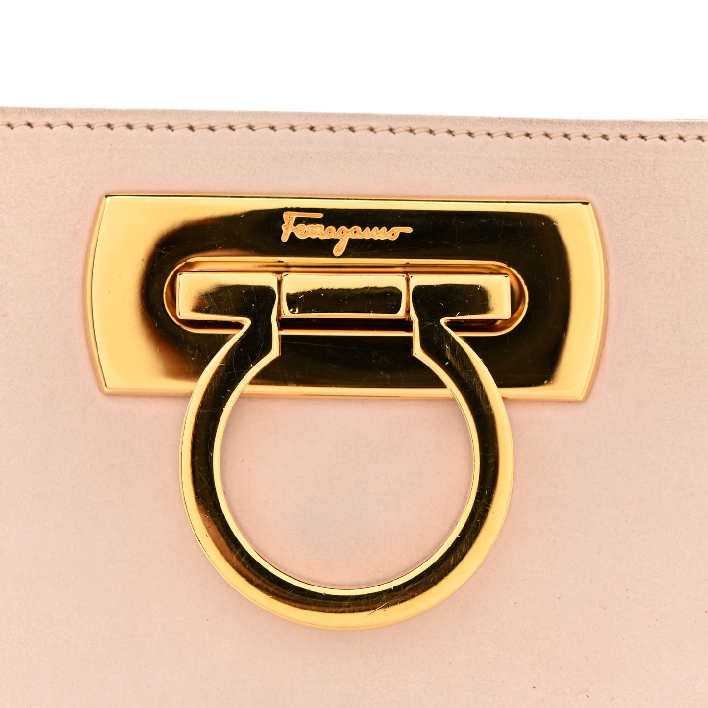 Suede Gancini Evening Bag Pink