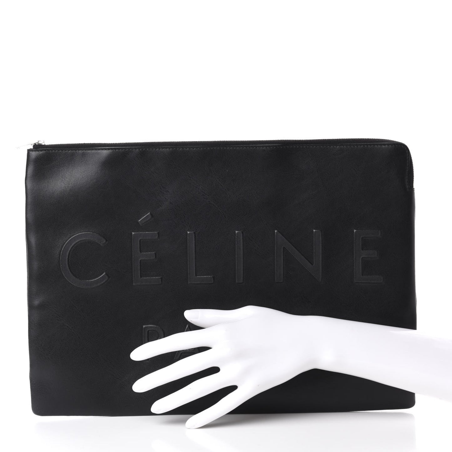 Calfskin Large Made In Clutch Pouch Black