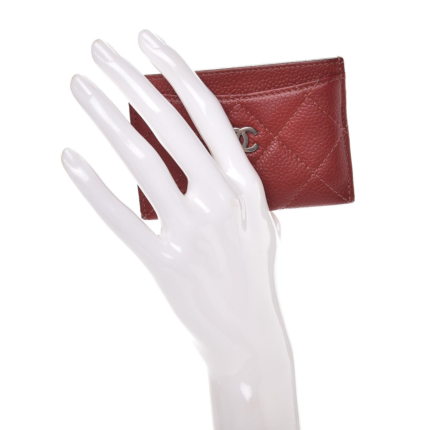 Caviar Quilted Card Holder Red