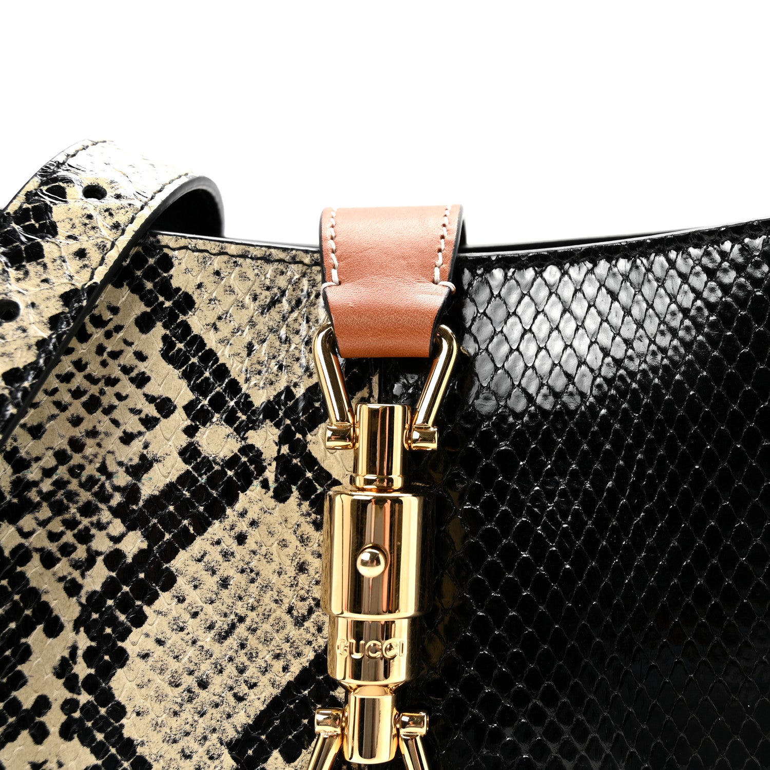 Gucci Snakeskin Small Jackie 1961 Hobo Black Beige 7 of 9
