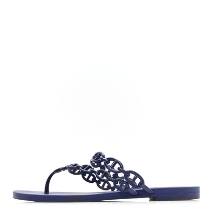 Hermes Rubber Chaine d'Ancre Island Sandals 37 Bleu Smalt 1 of 8