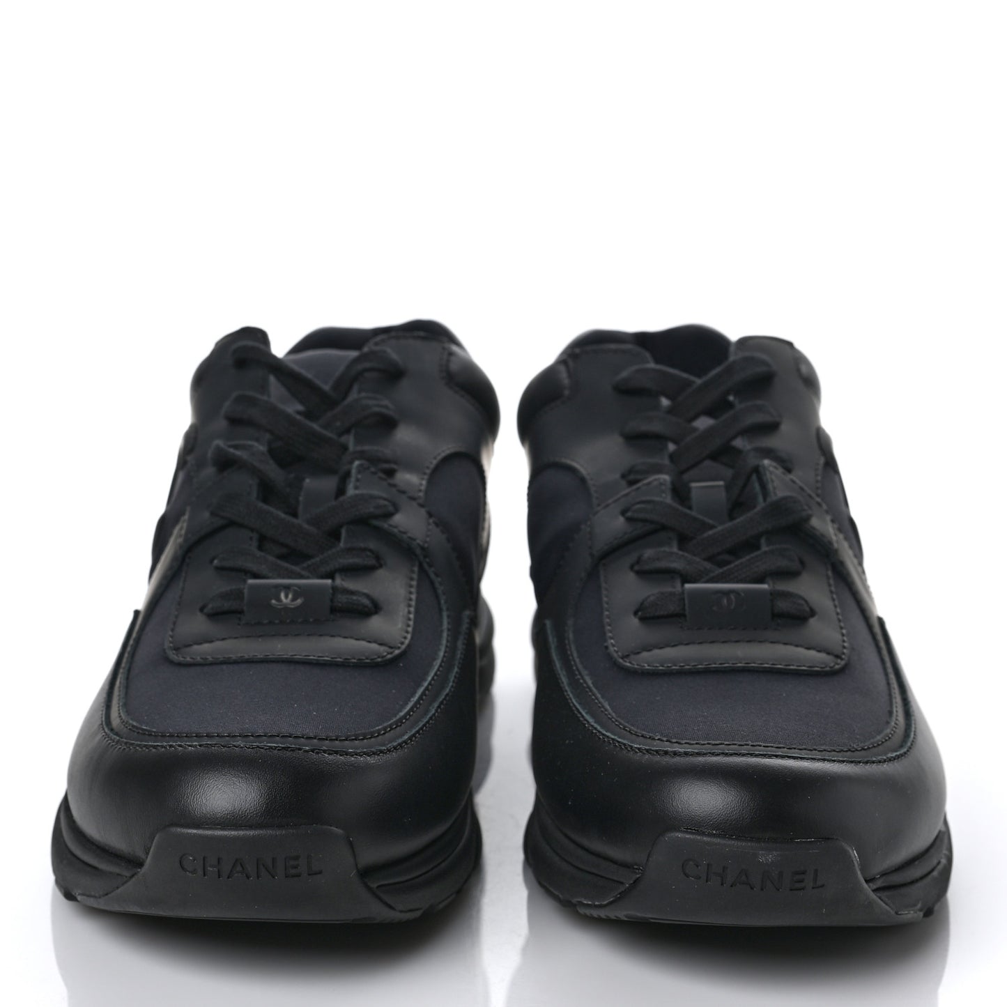 Fabric Calfskin Suede Mens CC Sneakers 44 Black