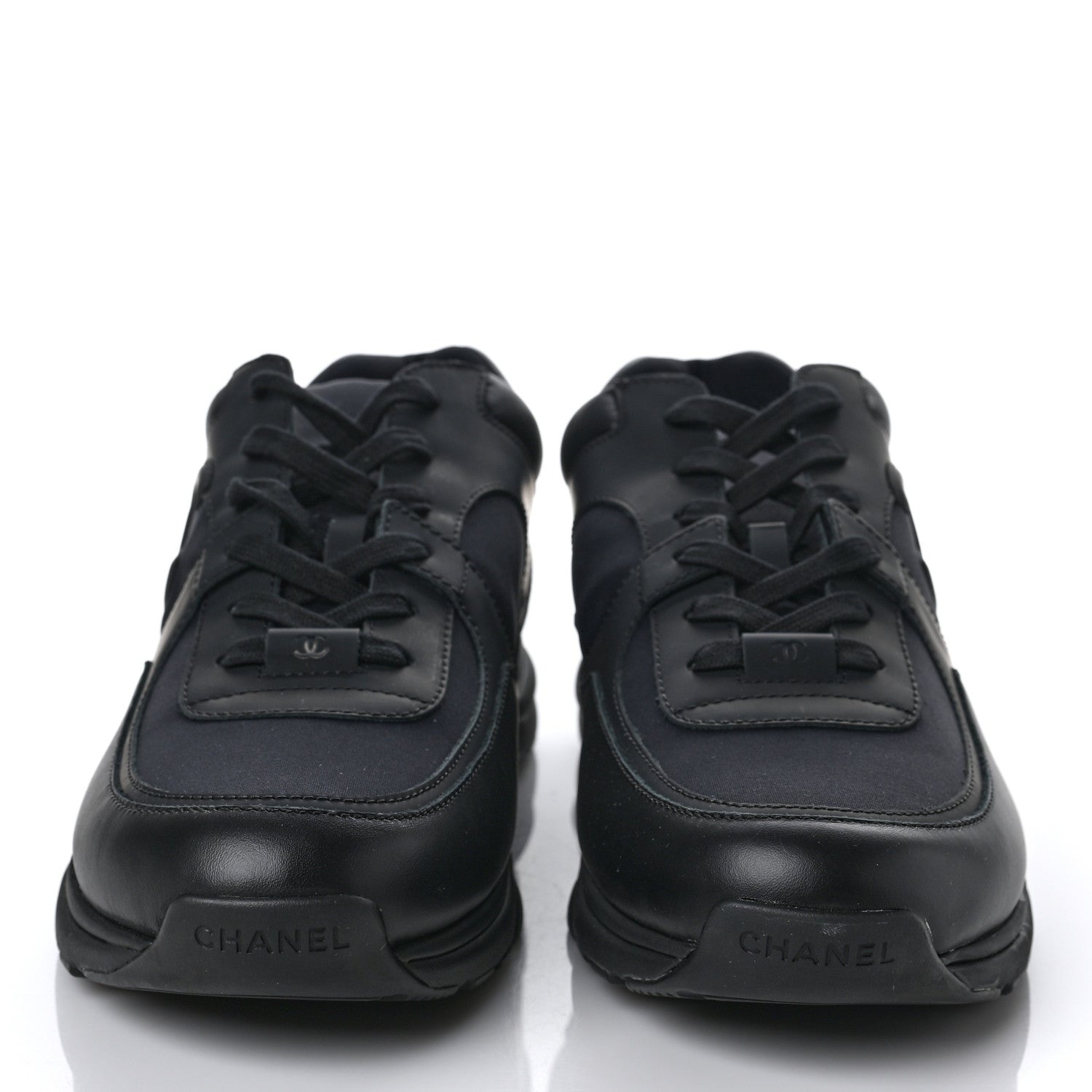 Chanel Fabric Calfskin Suede Mens CC Sneakers 44 Black 2 of 6