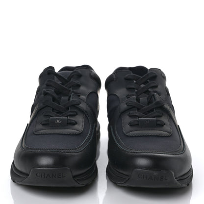 Chanel Fabric Calfskin Suede Mens CC Sneakers 44 Black 2 of 6