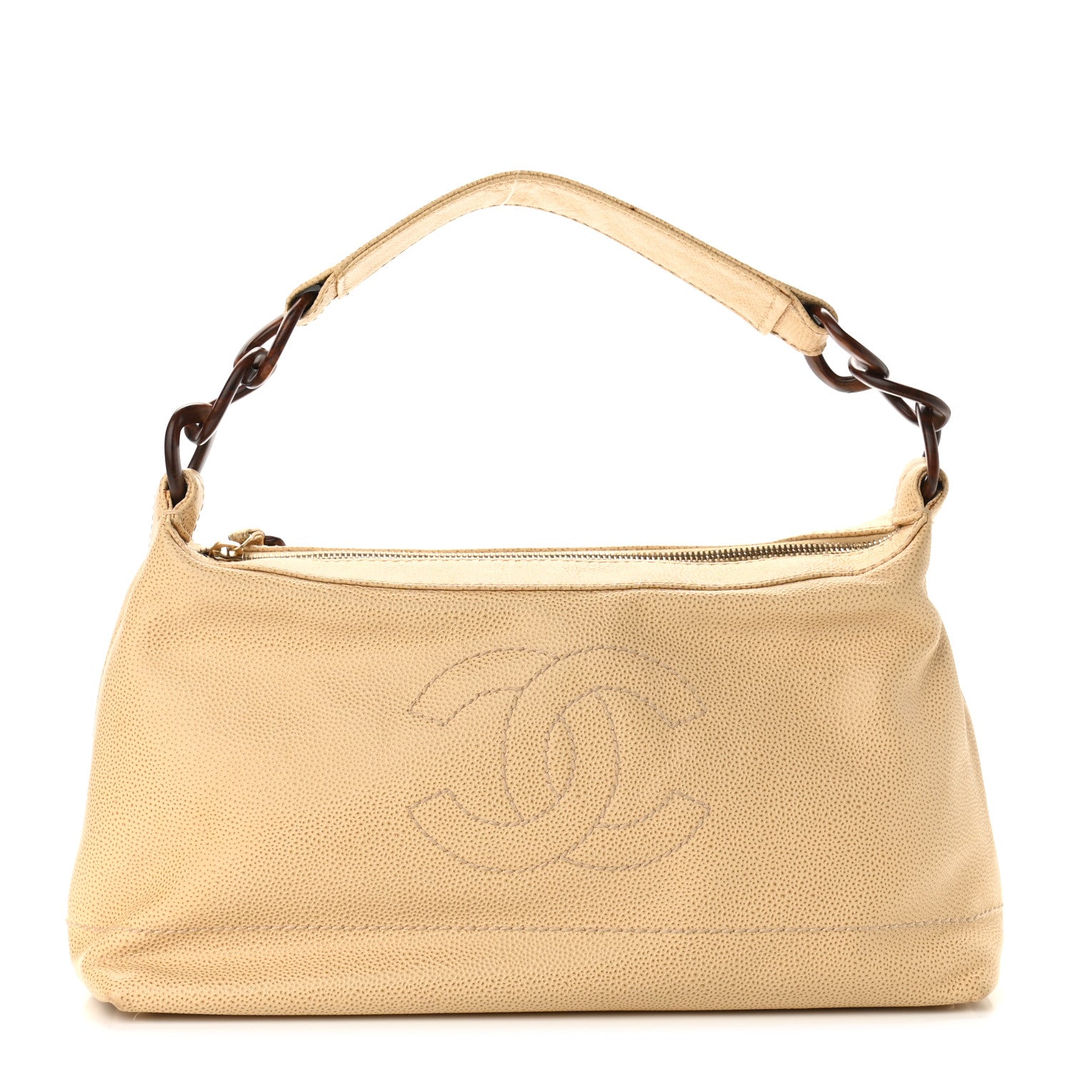 Chanel Caviar CC Wood Chain Hobo Beige 1 of 11