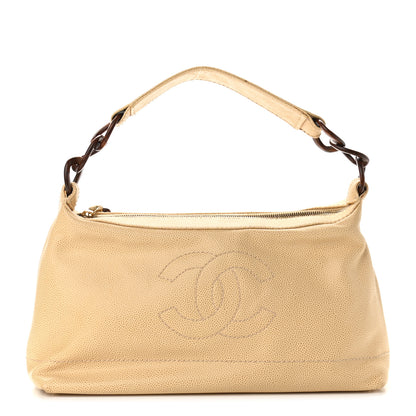 Chanel Caviar CC Wood Chain Hobo Beige 1 of 11