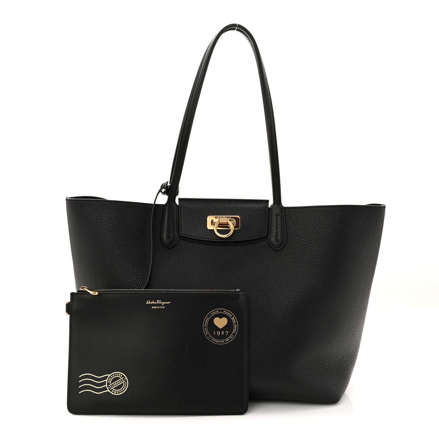 Salvatore Ferragamo Calfskin Travel Tote Black 3 of 10