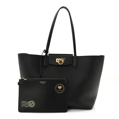 Salvatore Ferragamo Calfskin Travel Tote Black 3 of 10