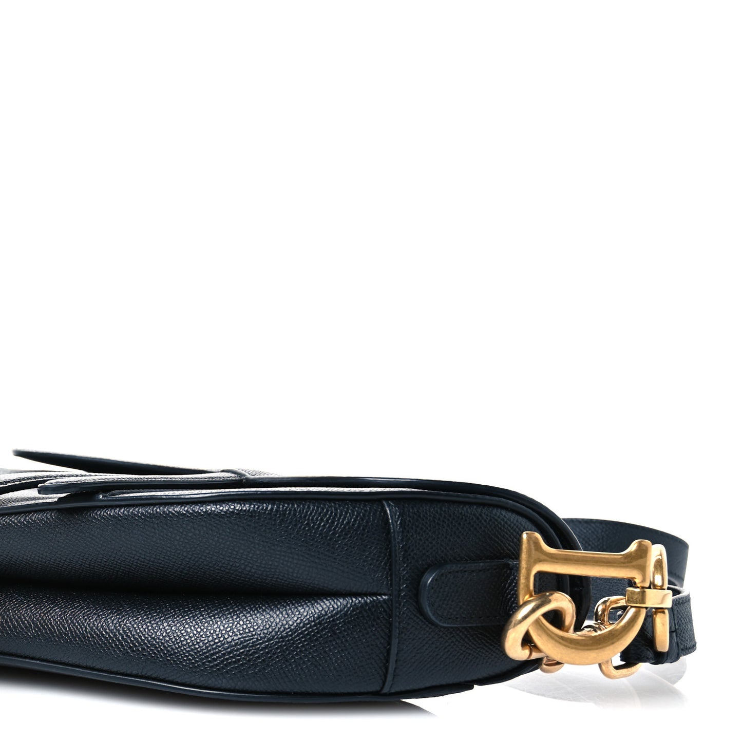 Grained Calfskin Saddle Bag With Strap Black