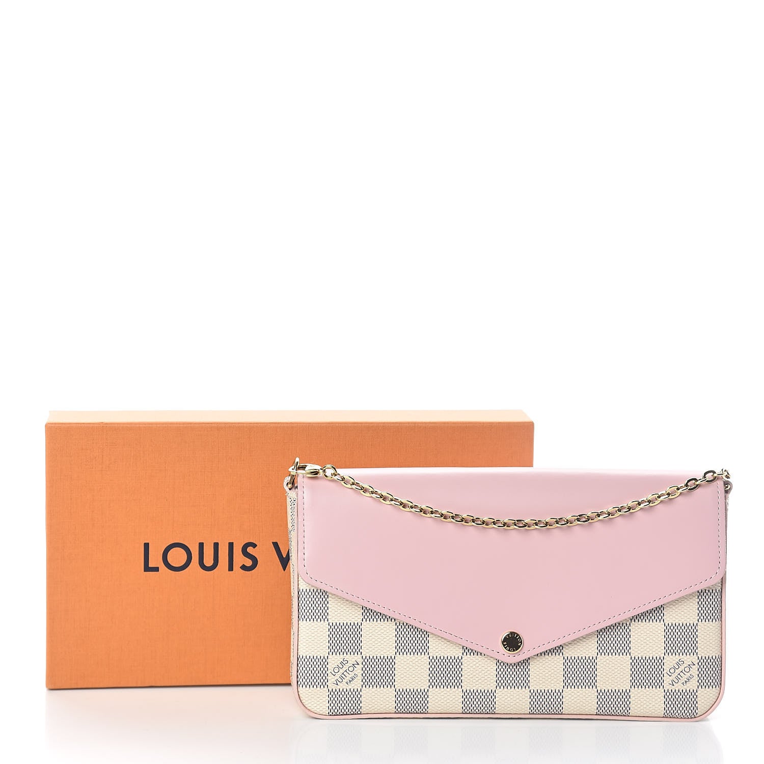 Louis Vuitton Damier Azur Calfskin Pochette Felicie Eau de Rose 9 of 9