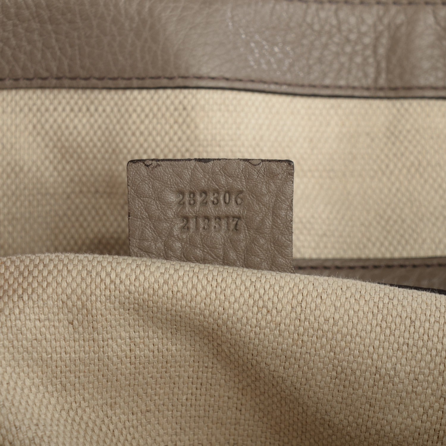 Gucci Pebbled Calfskin Large Soho Top Handle Bag Taupe 7 of 7