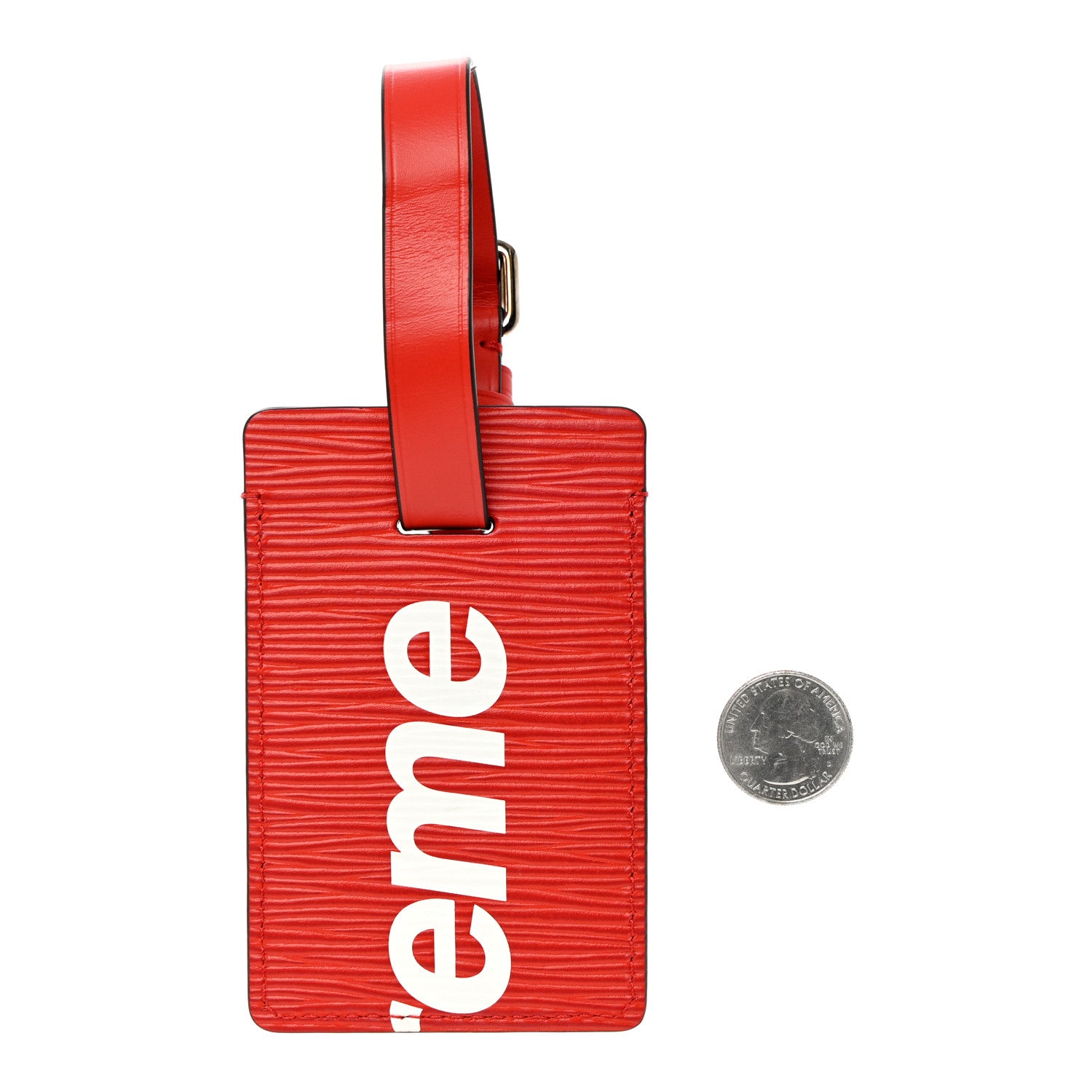 Louis Vuitton X SUPREME Epi Luggage Tag Red 2 of 4