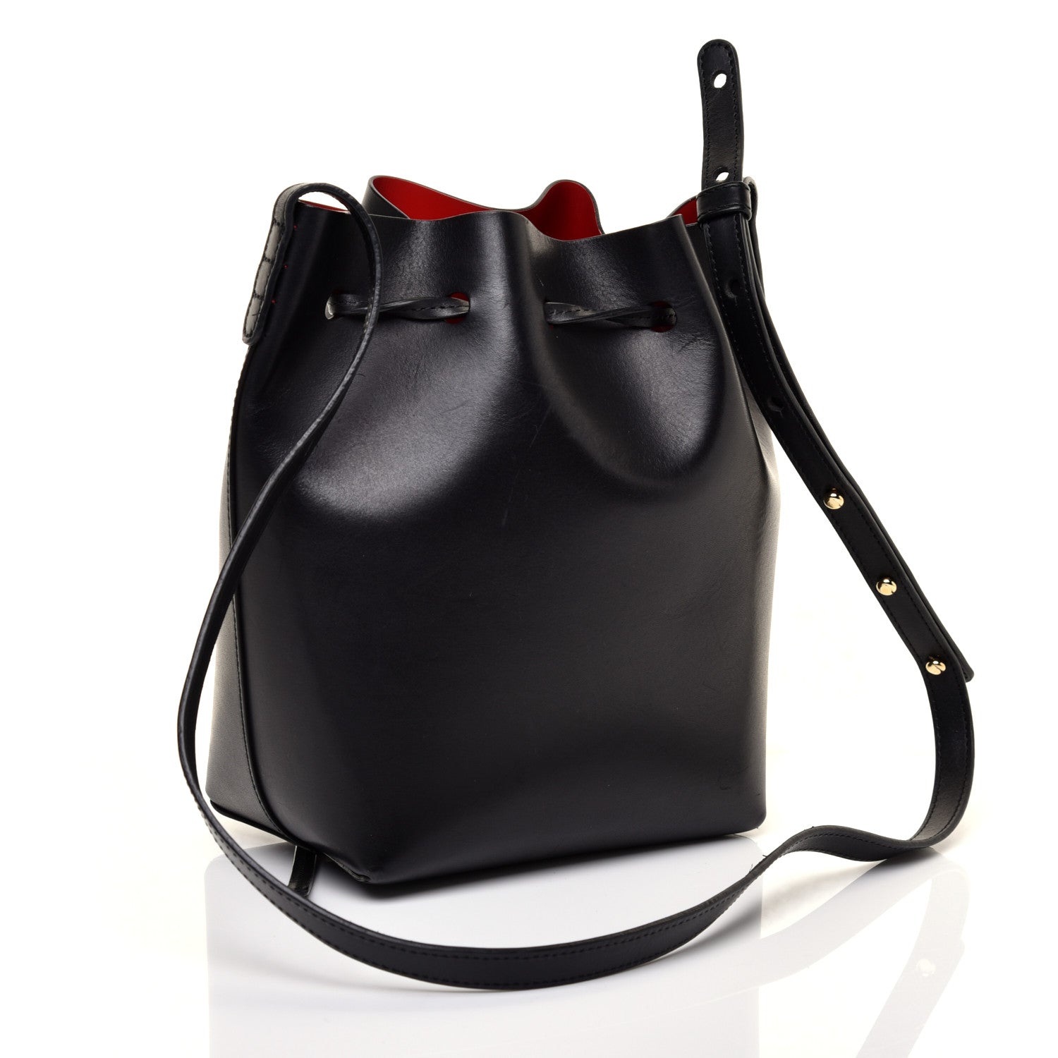 Mansur Gavriel Vegetable Tanned Calfskin Mini Bucket Bag Black Flamma 3 of 9