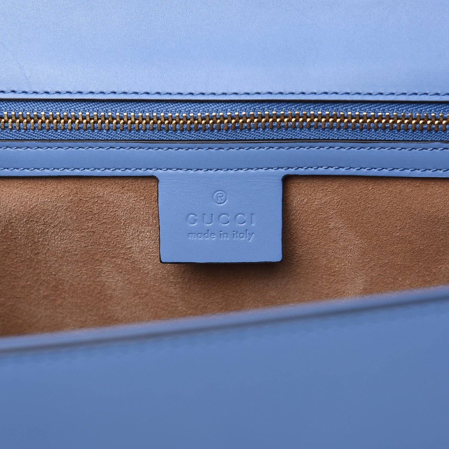 Gucci Calfskin Embroidered Medium Sylvie Top Handle Bag Clear Sky Blue 6 of 11
