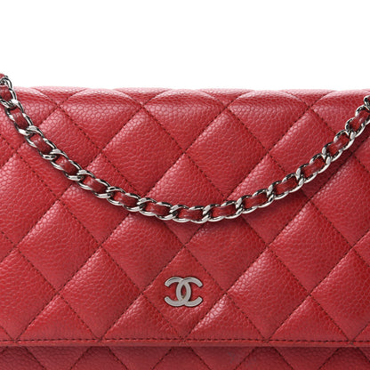 Chanel Caviar Quilted Wallet On Chain WOC Dark Red 15 of 16