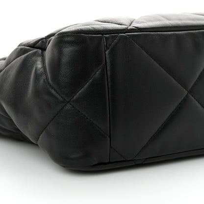 Chanel Lambskin Quilted Chanel 19 East West Shopping Bag Black 9 of 13