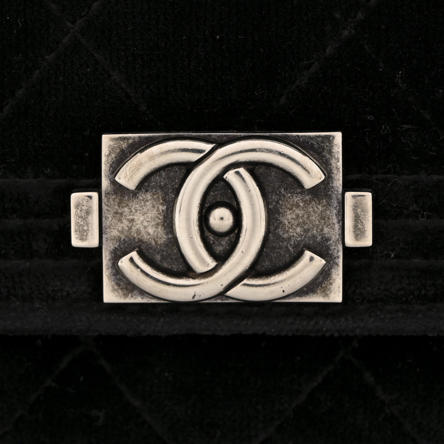 Velvet Quilted Boy Wallet On Chain WOC Black