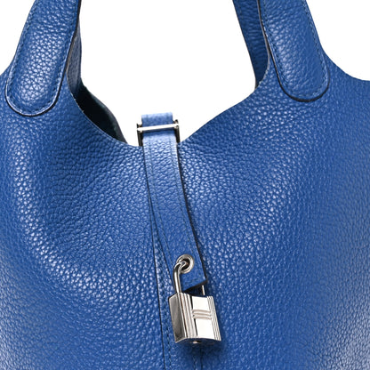 Hermes Taurillon Clemence Picotin Lock 18 PM Bleu France 8 of 10