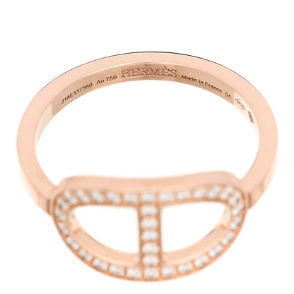 Hermes 18K Rose Gold Diamond MM Chaine d'Ancre Contour Ring 54 7 4 of 5