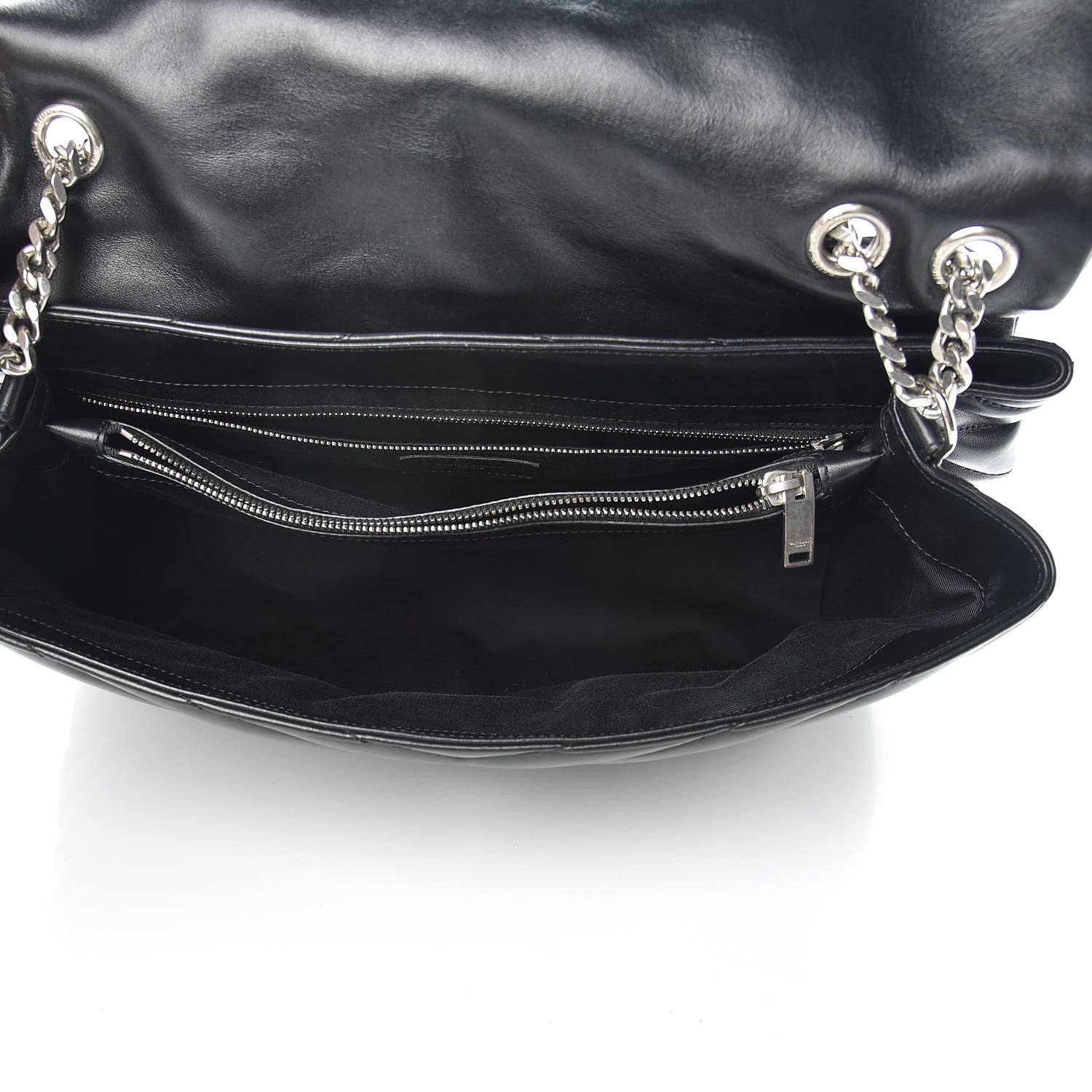 Saint Laurent Calfskin Y Quilted Monogram Large Loulou Chain Satchel Black 8 of 14