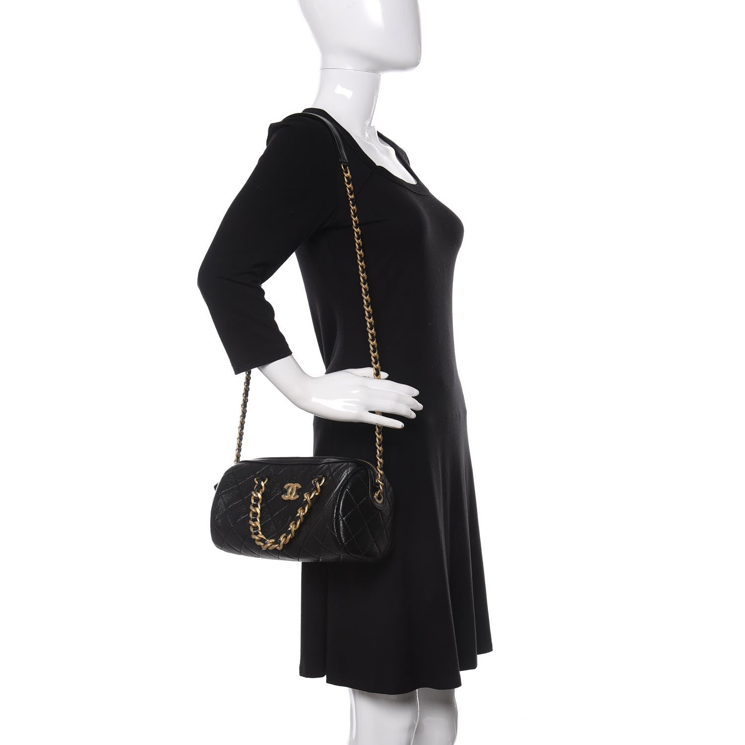Chanel Shiny Lambskin Quilted Fashion Therapy Bowling Bag Black 2 of 10