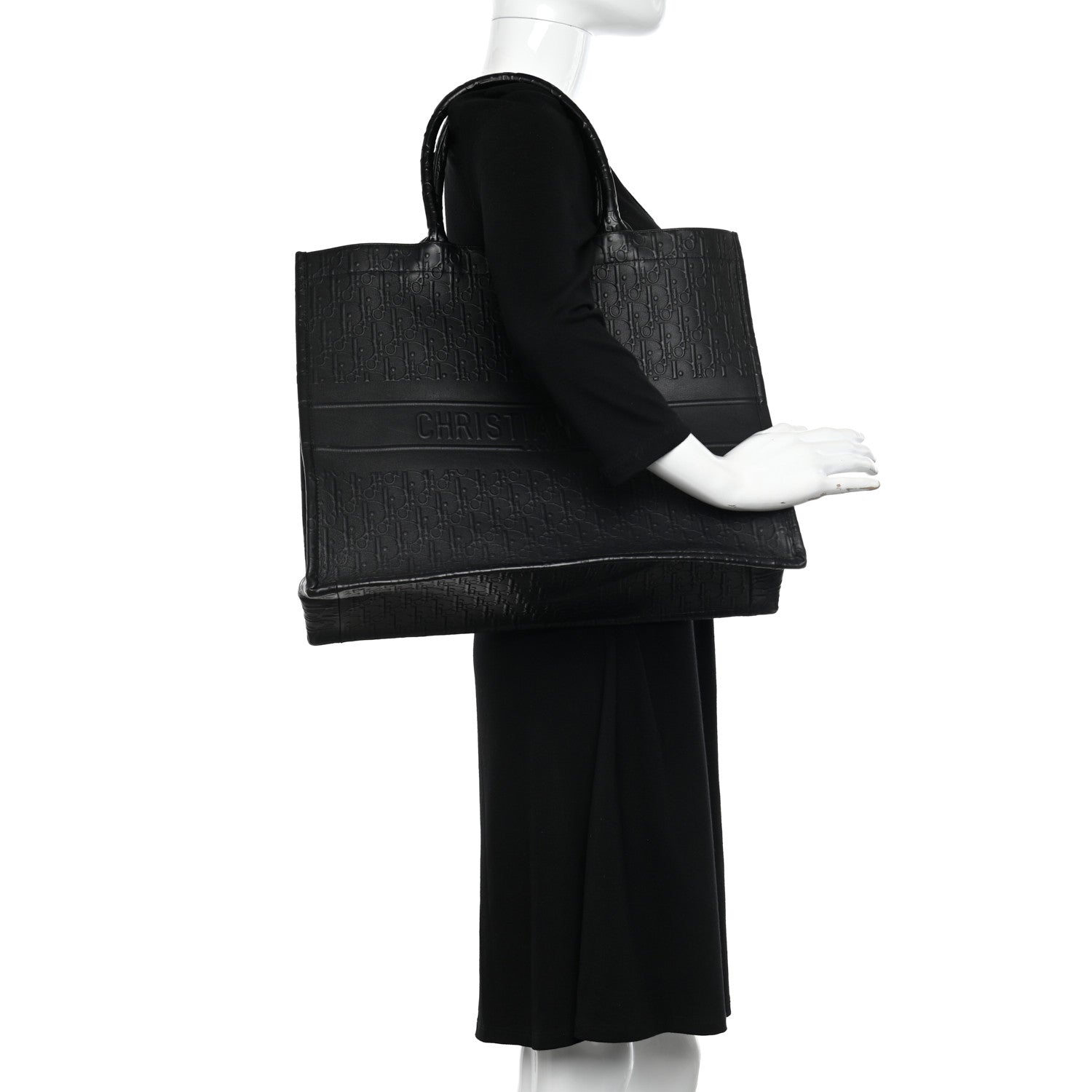 Christian Dior Oblique Calfskin Embossed Large Book Tote Black 2 of 10