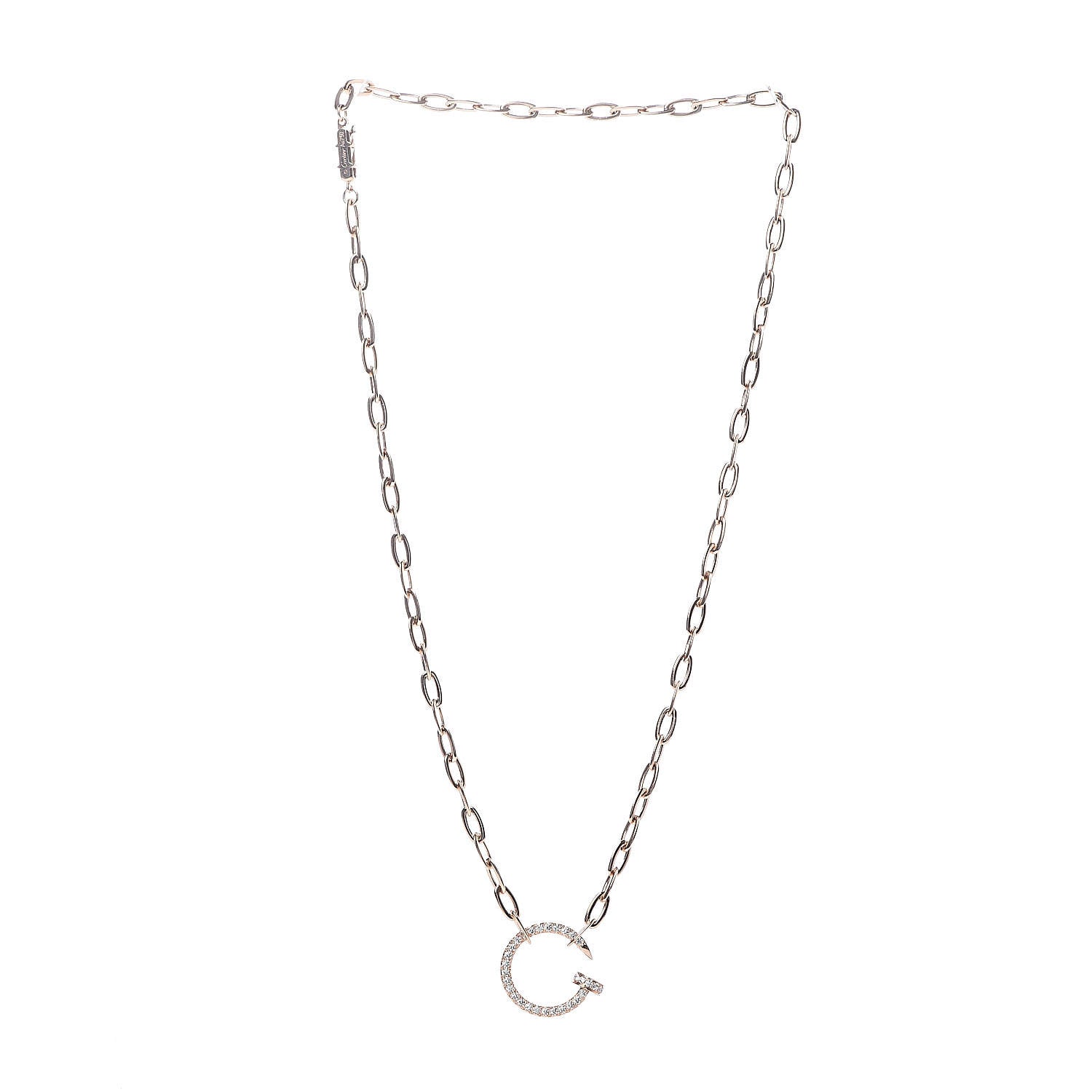 Cartier 18K Pink Gold Diamond Juste Un Clou Chain Necklace 3 of 6