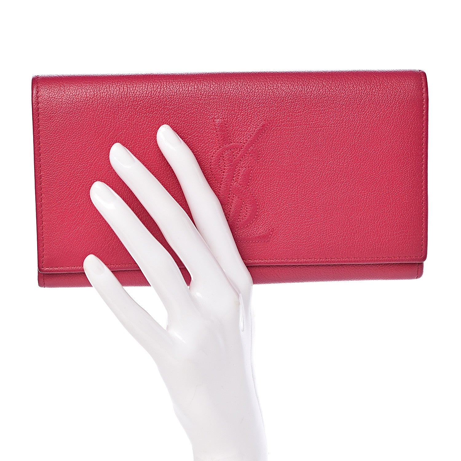 Saint Laurent Goatskin Belle De Jour Flap Wallet Fuchsia 2 of 7