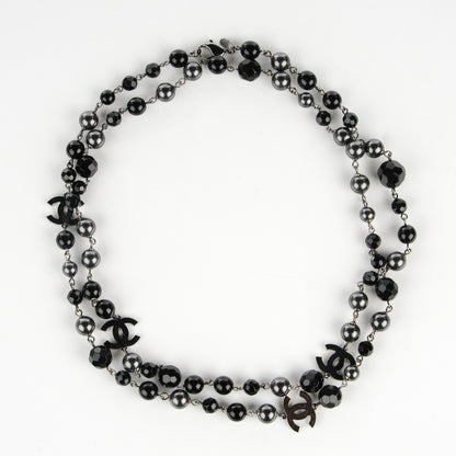 Chanel Ruthenium Beaded CC Long Necklace Black 3 of 6