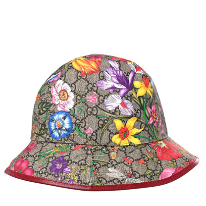 Gucci GG Supreme Monogram Flora Fedora Hat S Red 5 of 9