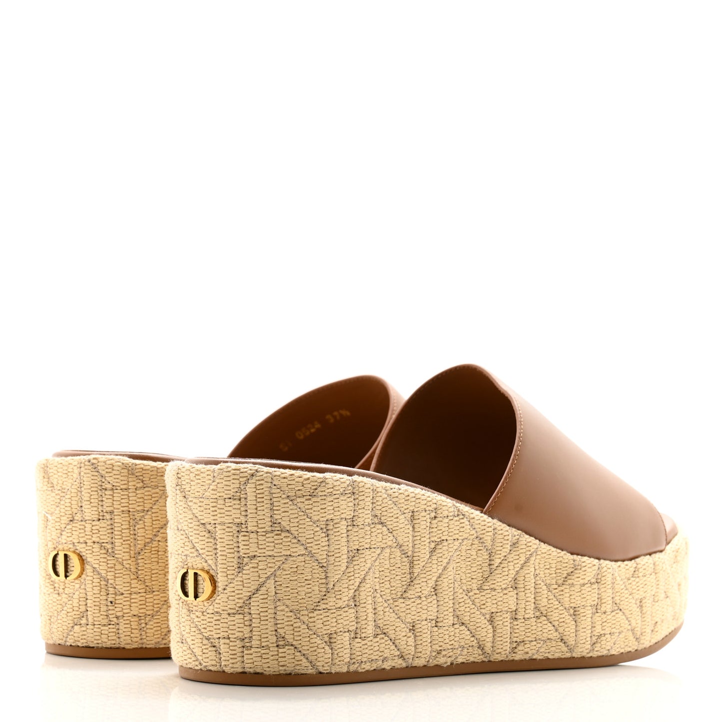 Calfskin Graphic Cannage Attitude Dior Wedge Slide 37.5 Camel