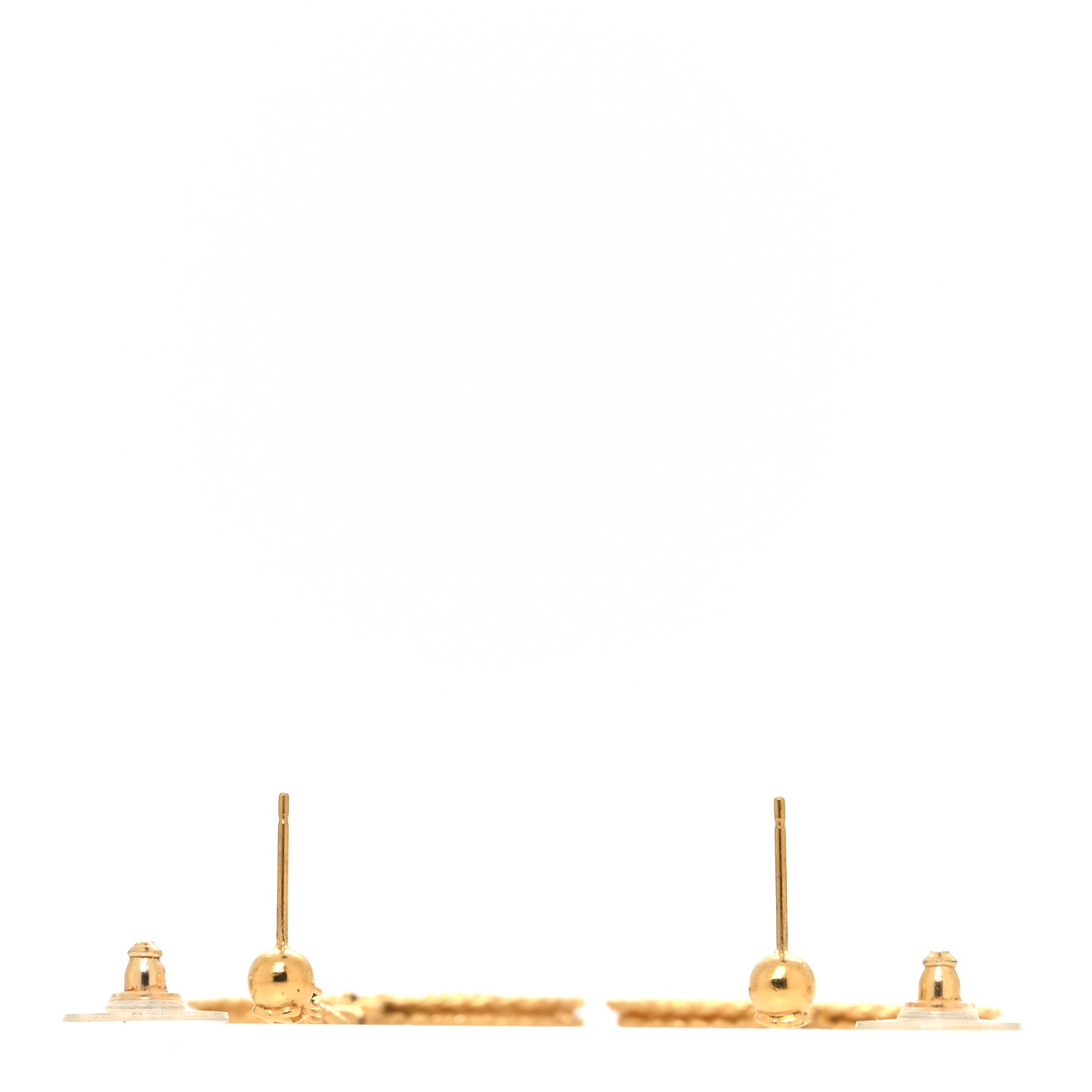 Chanel CC Drop Earrings Matte Gold 3 of 4