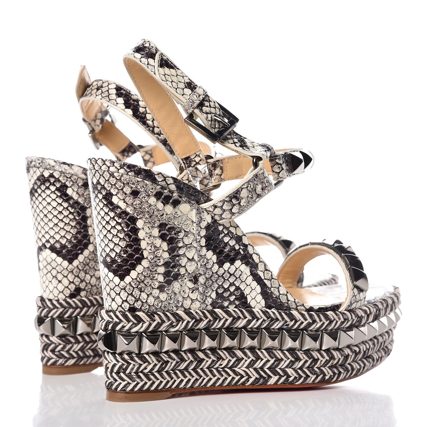 Watersnake Print Cataclou 120 Wedge Sandals 36 Roccia Gun Metal